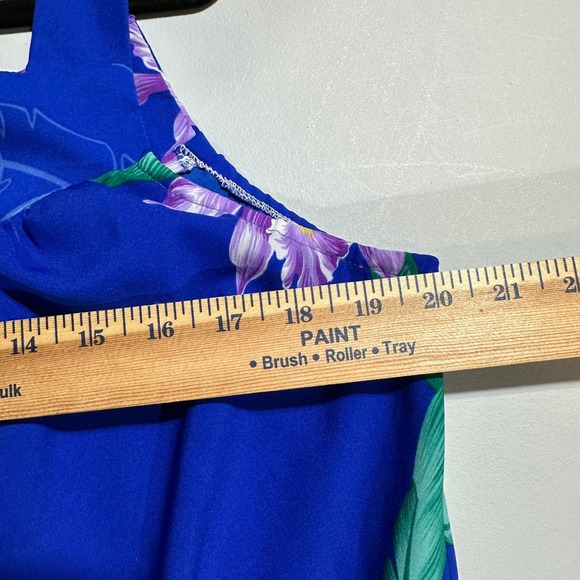 Royal Palm Hawaii Blue Floral Muumuu‎ Dress L Sleeveless Maxi USA Made - Picture 5 of 5